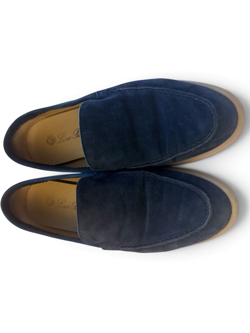 Loro Piana Navy Suede Women's Slip-On Loafers Summer Walk